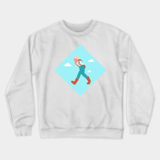 Travelling Backpacker on a Blue Sky Crewneck Sweatshirt